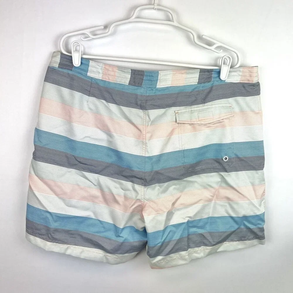 Original Penguin Men’s Striped Blue/White Multicolored Swim Shorts Size 38